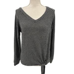 143 Story Line Up Chico's Tunic Blouse Small Black White Knot-Tie 90s Soft Girl